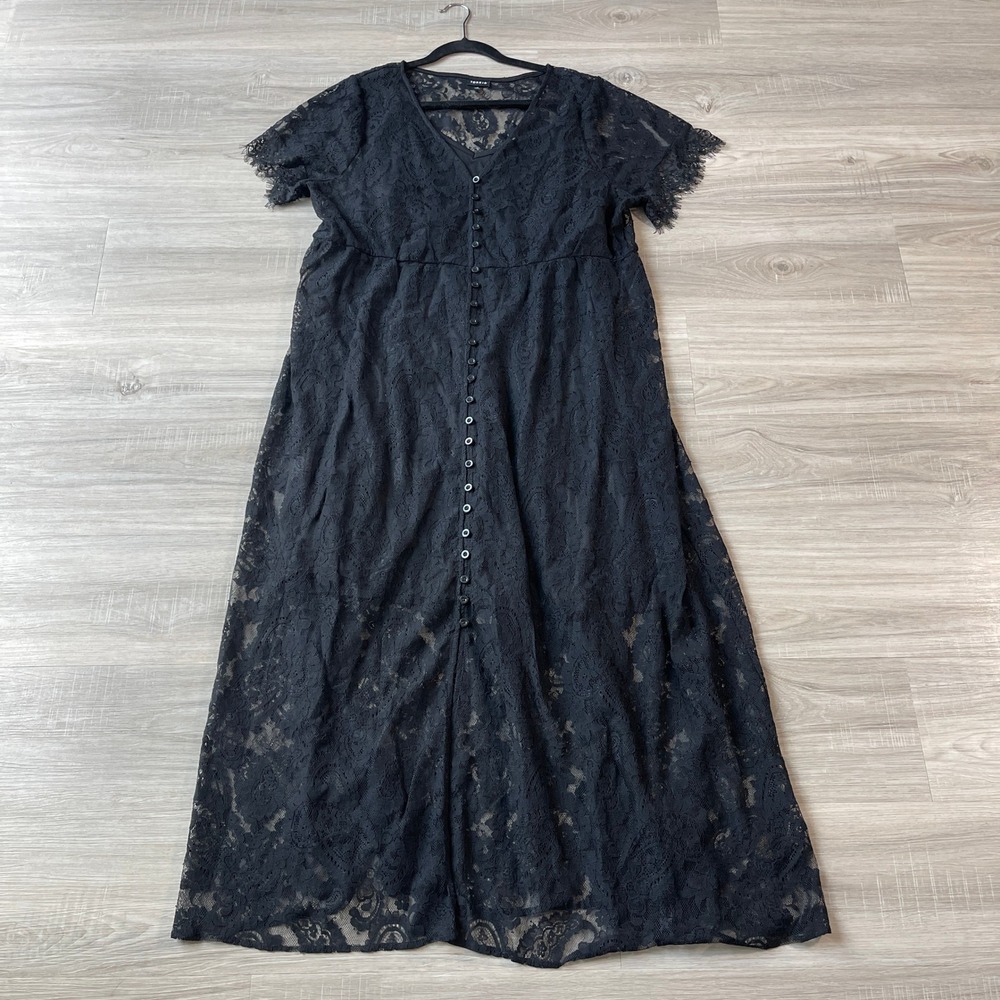 Torrid Women's Dress Maxi Lace Whimsigoth Witchy Dark Cottagecore 2 (2X) Black
